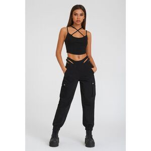 I.AM.GIA Black Whale Tail Denim Jogger Pants Trousers   Women's Size Small